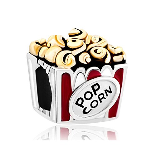 CharmSStory Hot Food Pop Corn Silver Plated Charm Beads for Bracelets