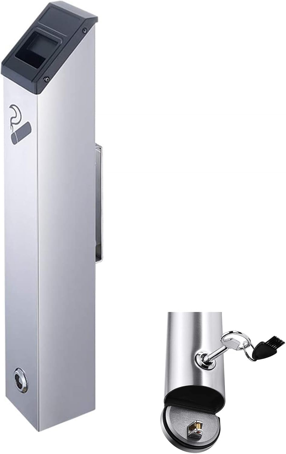 IUokLU Wall Mounted Ashtray Stainless Steel For Restaurants,And Hotels With Lock,Outdoor Cigarette Butt Disposal,Floor Standing Ashtray,Stainless Steel Vertical Trash Can Wall Mounted（A）