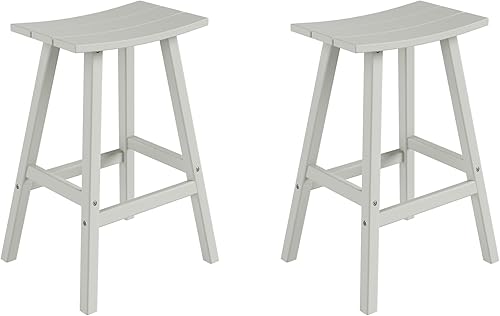 Miniatura 53 de Costaelm Juego de 2 taburetes de bar para todo tipo de clima, 29 pulgadas de altura, taburetes de bar Adirondack de polietileno para patio, terraza,