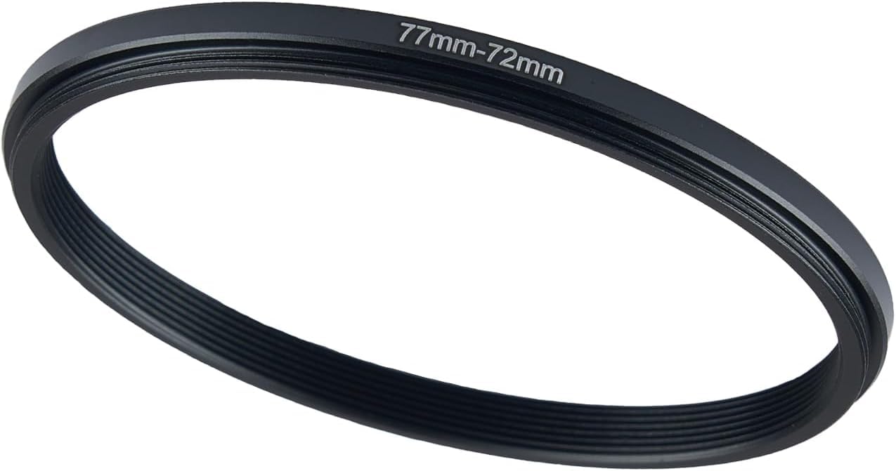 77mm to 72mm Step-up Adapter Rings Filter Adapter Black Metal Step Down Filter Ring Adapter Compatible with All Brand UV CPL ND Camera Lens Filter Stepping Rings 77mm-72mm