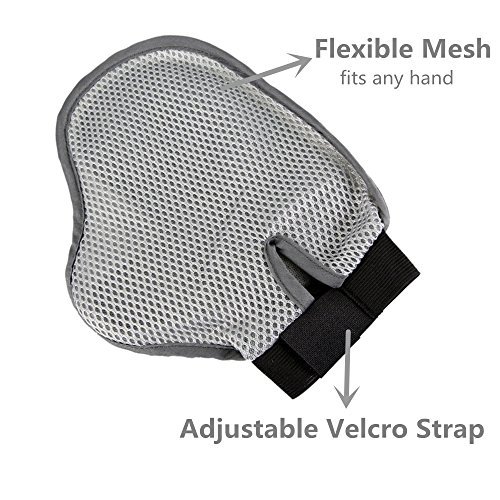 Ecoastal Cat Dog Grooming Brush Glove Mitt - Long and Short Hair with Either Hand - Brushes, Combs, or Cleans Your Pet in Happy and Health (Grey)