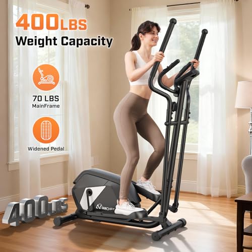 Image of ANCHEER Elliptical Machine for Home, 14-Level Resistance, 15 inch Stride | 14 Resistance Levels, 400 lb Capacity, Smooth Magnetic Drive, Low-Impact Full-Body Cardio for Home Fitness