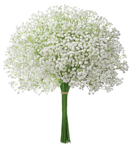 Image of Babys Breath Artificial Flowers, 30 pcs White Flowers Artificial Real Touch Faux Flowers Bouquet Look Real Fake Flowers for Wedding Party Home Garden Tables Centerpieces Office Arrangements Decoration