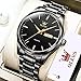 OLEVS Fashion Black Stainless Steel Watches for Men,Date Day Watches for Men,Man Watch,Black Dial Men's Steel Watch,Luminous Watche Mens Dress Waterproof