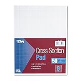 TOPS 35081 Cross Section Pads, 8 Squares, 8 1/2 x 11, White, 50 Sheets