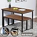 HOMOOI Dining Room Table Set, Modern Studio Kitchen Table Set with Two Benches 3 Piece Breakfast Nook,Brown.