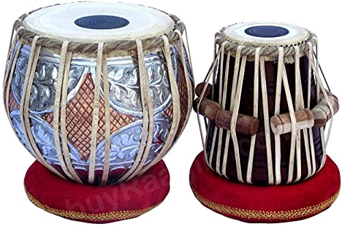 Aakrati MUSICALS Tabla Drum Set, Concert Quality, 4.5 Kilograms Copper Bayan Double Color, Sheesham Dayan Tuneable Tabla Set Percussion Musical Instrument with Carry Bag & Cushion