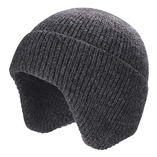 ElifeAcc Bonnet unisexe avec cache-oreilles en tricot chaud et coupe-vent, gris, M Cover