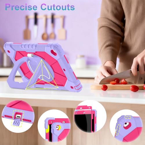 Image of Auizotl Case for iPad 9th /8th /7th Generation 10.2 Inch iPad Case 9th Generation with Screen Protector /Rotate Stand /Pen Holder,Military Grade Shockproof i Pad 9th /8th /7th Gen Cases,Purple Pink