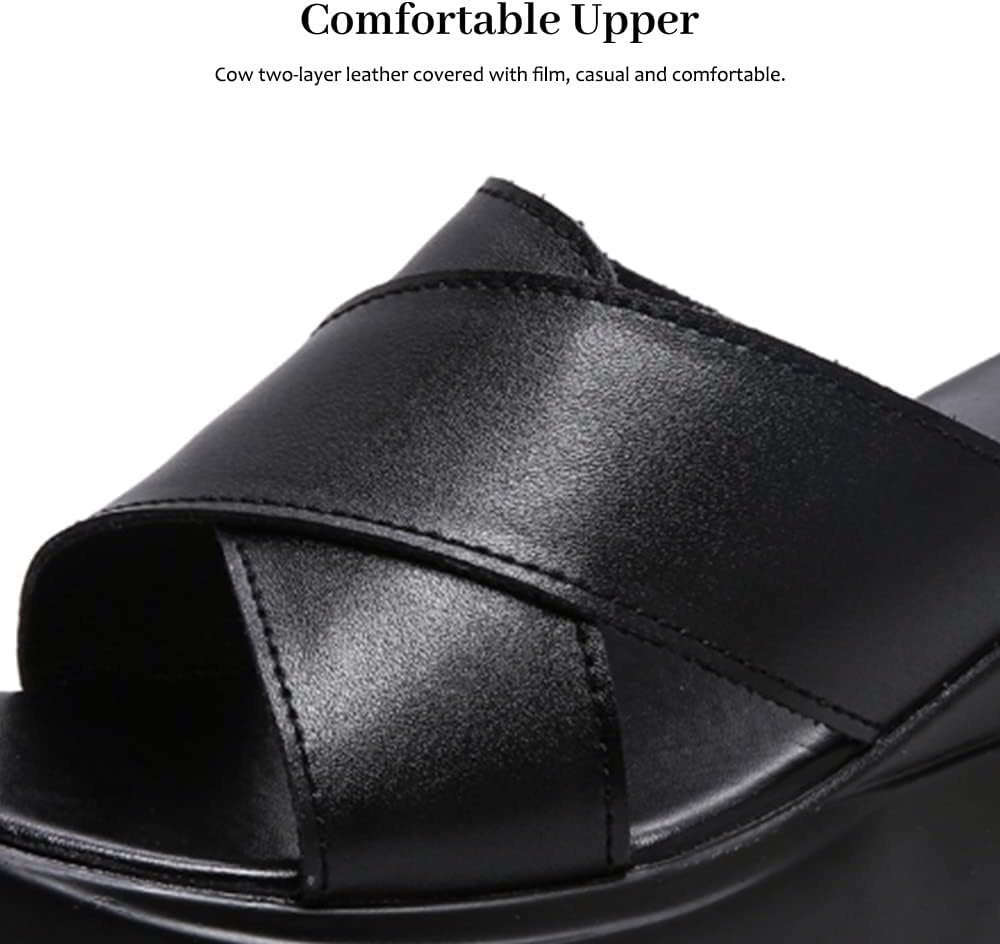 Maylrvjv Women's Platform Slide Sandals Cross Strap Sandals High Heel Wedges Slippers Beach Pool Open Toe Flats Sandals