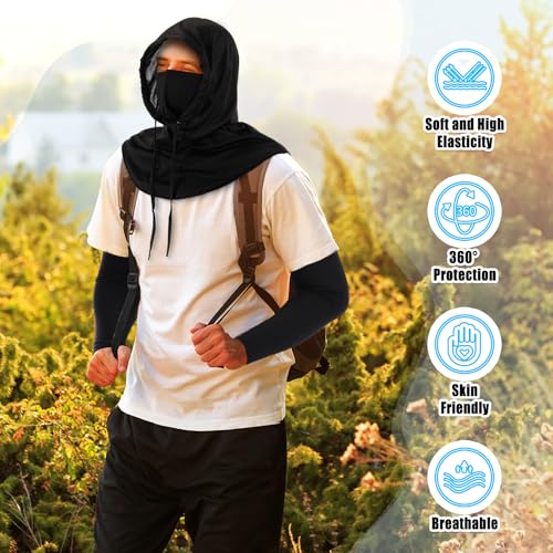 Image of Frienda Balaclava Ski Mask and Arm Sleeves Sun Protection Hood Breathable Full Head Mask Face Cover for Men Women