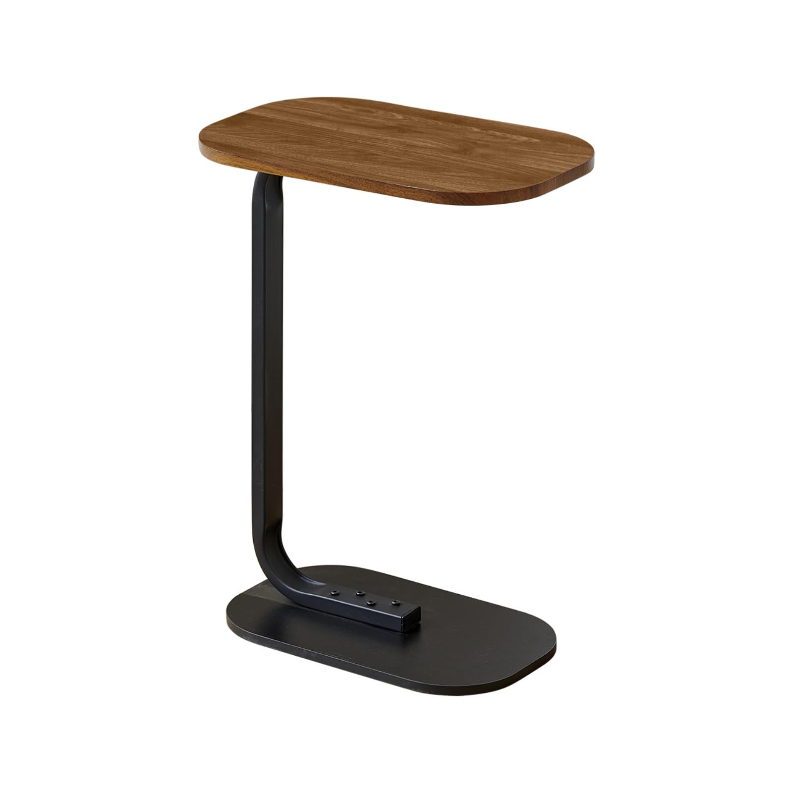 C-Shaped Side Table for Sofa with Metal Frame,Walnut,45.0 X 28.0 X 61.5 cm