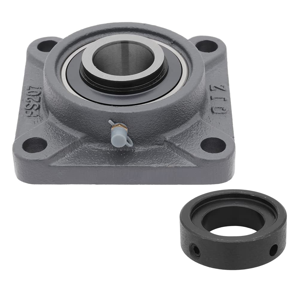 HCFS207-20 - 4-Bolt Flange-Mount Ball Bearing Unit, Insert Bearing HC207-20, Cast Iron Housing FS207, Bore Shaft 1-1/4 in (3.62 mm), 4.59 in (116.586 mm) Overall Length, Eccentric Collar Locking