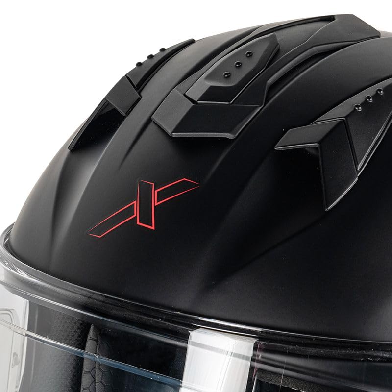 ELEVEN 22.06 Casque de moto intégral avec visière solaire | Homologué ECE 22.06 | Pinlock Inclus | Black Mat | Casque scooter
