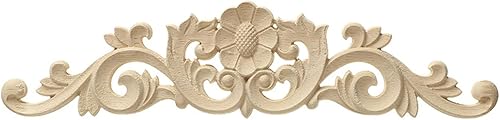 Miniatura 10 de Apliques de madera tallada larga sin pintar, apliques de madera y onlays para muebles (04, 40x11cm15.75x4.33inch)