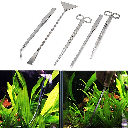 Reelva Lot de Ciseaux 5 en 1 pour Aquarium en Acier Inoxydable