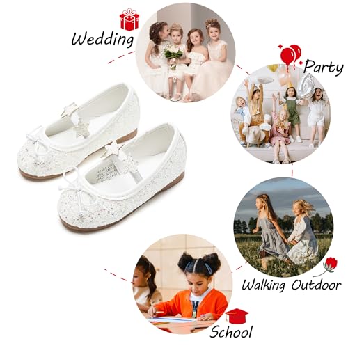 Image of PHIRAMIN Toddler Flower Girl Dress Shoes - Little Girl Mary Janes Flats Wedding