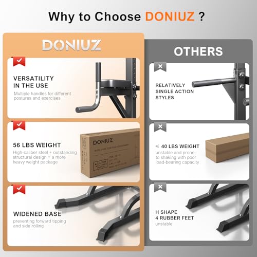 image for DONIUZ Power Tower Pull Up Bar and Dip Station, Multi-Function Home Gy