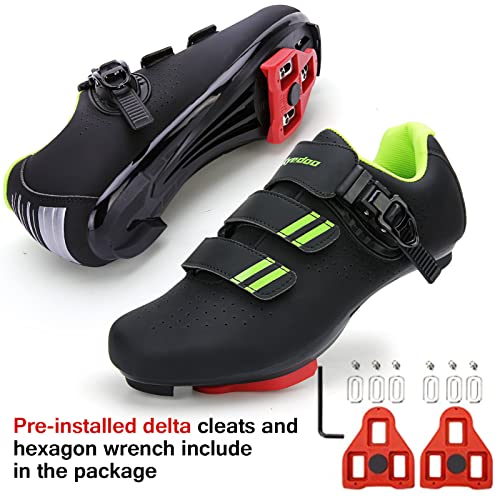 Image of Mens Womens Cycling Shoes Compatible with Pelaton Bike Shoes Road Bike Shoes Riding Bicycle Pre-Installed with Delta Cleats Clip Indoor Outdoor Pedal