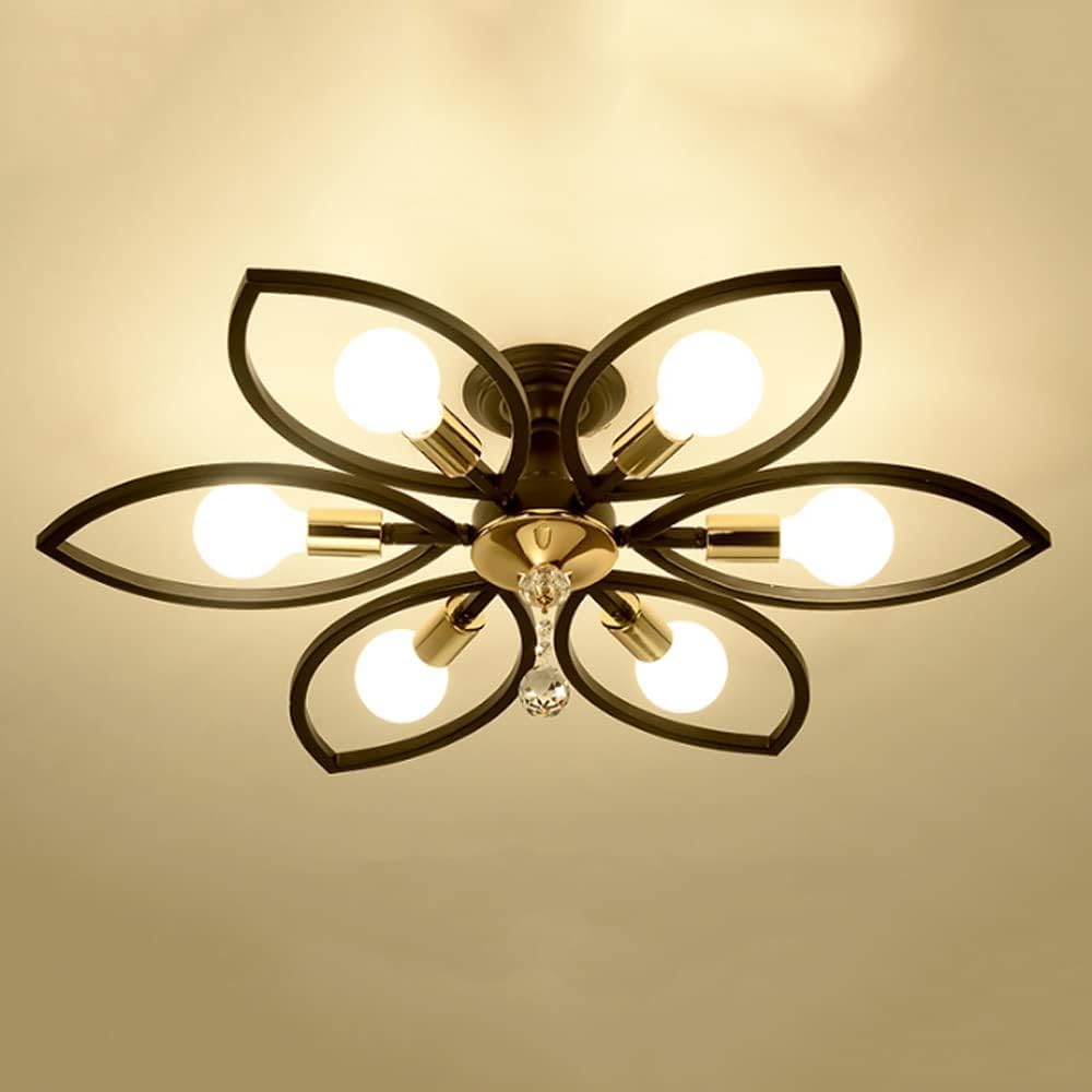 Plafonnier industriel E27 à 5 lumières en métal noir pour salon et chambre