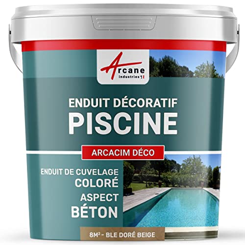 Décoration piscine, enduit de cuvelage, finition béton ciré : Arcacim déco - 8 m² Blé Doré Beige - ARCANE INDUSTRIES