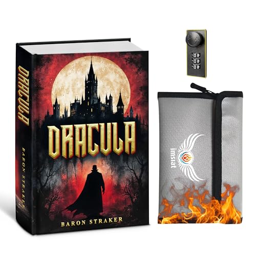 Coffre-Fort Livre à Code Secret – Cachette Livre Ultra Réaliste pour Argent, Bijoux et Documents – Avec Sac Ignifuge Inclus – Coffre Portable Discret...