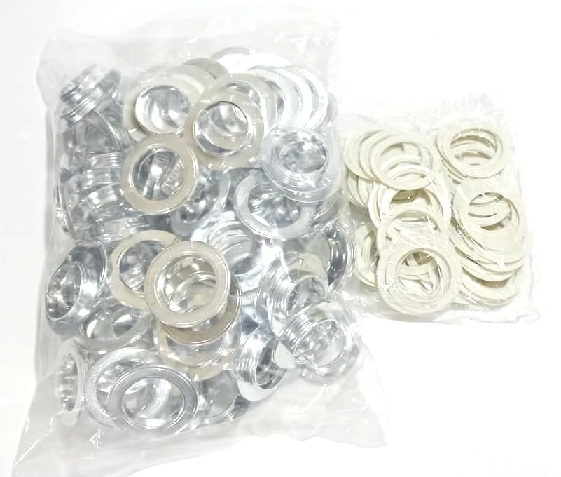 Hesch 9 Florescent Silver Color Eyelet Curtain Rings with Eyelet Washers, Lock - Pack of 25 3