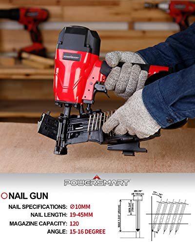 image for PowerSmart Roofing Nailer, 15 Degree Roofing Nail Gun with Safety Gogg