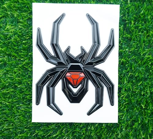 Image of 1pc Spider Black Widow Edition Emblems 3D Side Rear Door Badges Sticker Nameplate (Black Red)