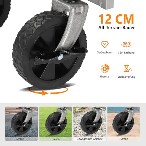 Bonnlo Bollerwagen Faltbar, 100 kg Tragkraft, 600D Oxford-Stoff, Handwagen, Transportwagen Klappbar, Gartenwagen für Camping, Einkäufe, Outdoor & Freizeit, Stahlrahmen, 74,5×45,5×84cm, Schwarz
