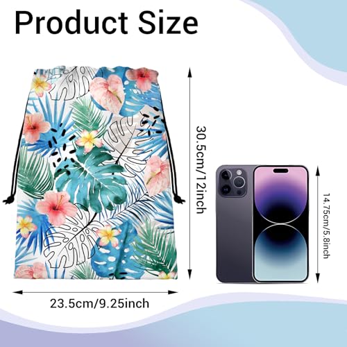 Image of Gymnastics Grip Bag Tropical Leaf Floral Sports Gymnastics Drawstring Bag