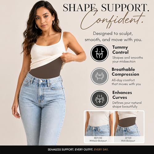 Image of Tummy Control Shapewear Bodysuit for Women, Seamless Body Shaper Thong, Brief or Mid-Thigh Faja, Sculpting Slimming Bodysuits