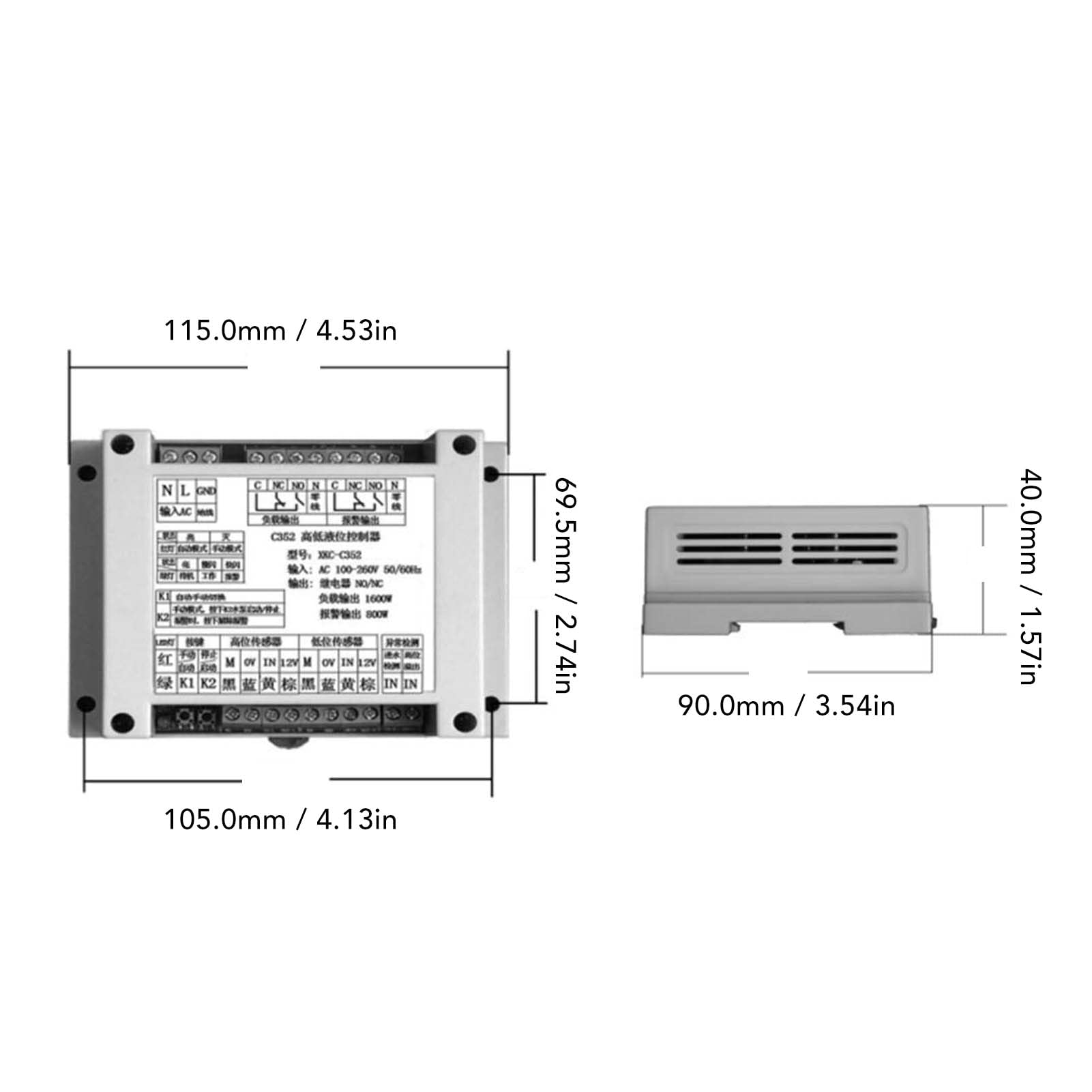Controlador de Nivel de Líquido sin Contacto, Sensor de Nivel de Agua Automático Ajustable AC100-260V