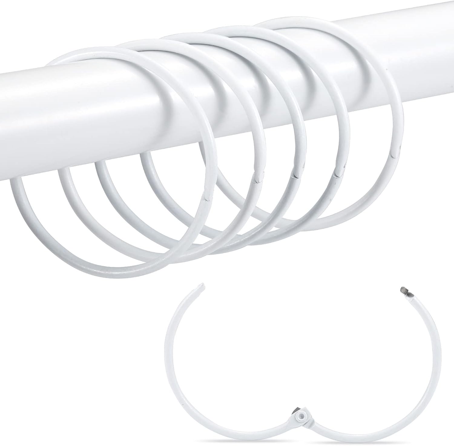 Shower Curtain Hooks, 12 Pcs Shower Curtain Rings, Round