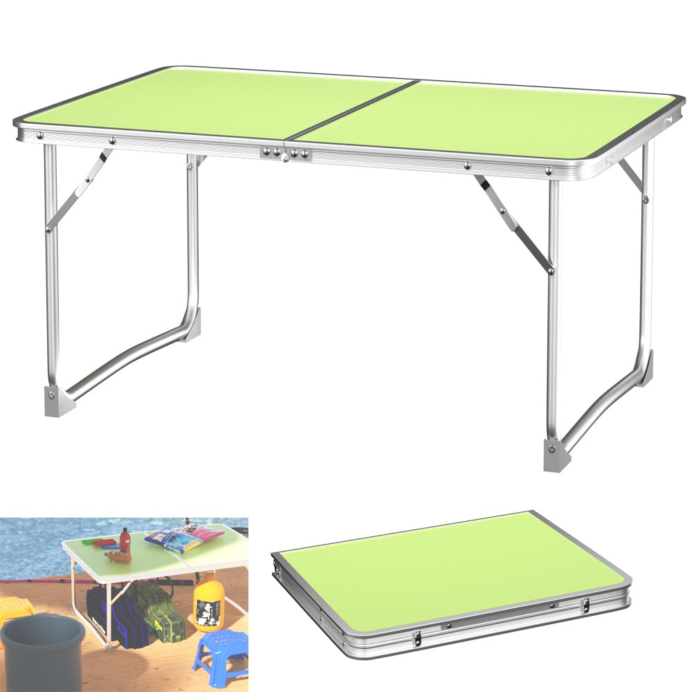 Folding Table Lightweight Extra Strength Camping Buffet Trestle for Indoor Outdoor, Aluminum Tube & MDF Foldaway, Aluminium Folding Table for Wedding Market Garden Party Picnic
