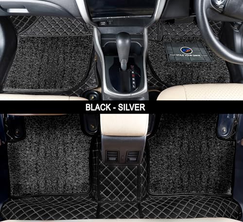 Image of Autofurnish Luxury 7D Car Mat Full Set for Hyundai Creta 2015-19 || Luxury Leather Dual-Stitch Full Set 7D Car Floor Mat || 100% Waterproof || Color : Black Beige