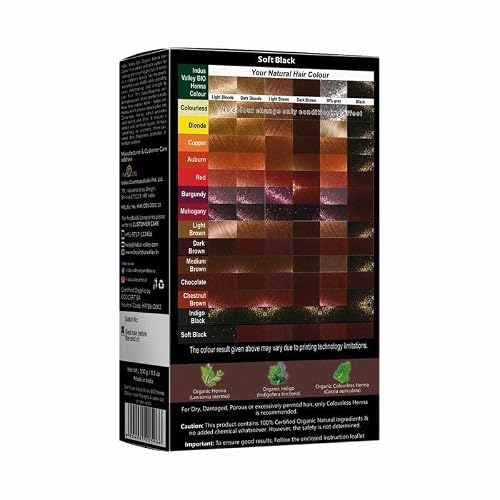 Indus Valley Bio Organic Natural Henna Hair Color Soft Black 100gm| 100% Gray Hair Coverage And Long Lasting Hair Dye | Vegan and Cruelty-Free