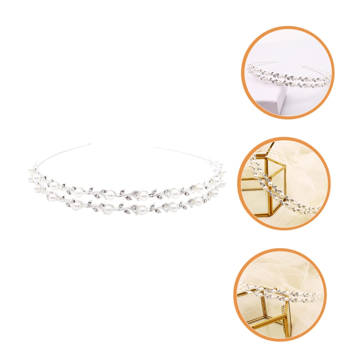FOMIYES 4piezas Diadema De Perlas Para Novias Accesorio De Pelo De Boda Doble Capa De Plateada Elegante Diadema De Fiesta Para Mujeres Para Bodas y Eventos Especiales