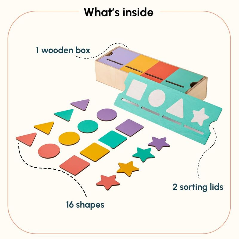 Image of Curious Cub Color & Shape Sorter Toys for Kids 1-3 Yrs|Montessori Wooden Toy for 1 Year Old|Puzzle Game for Preschool Learning|Color Sorting Toys for Kids|Montessori Toy's for 2 Year| Birthday Gift