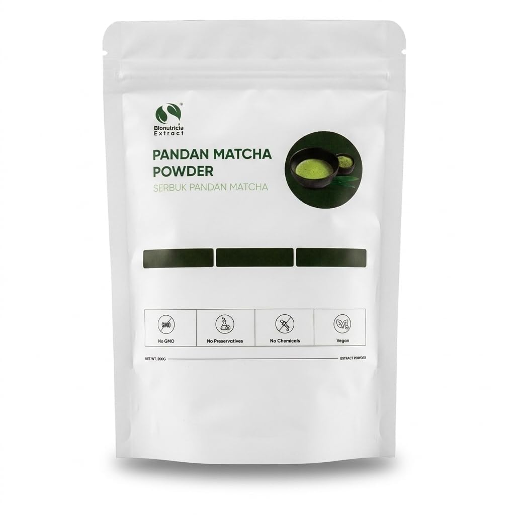 Polvo Pandan Matcha 200g – Mezcla de Pandan y Té Matcha – Sin Aditivos – Vegano y Halal – Para Lattes, Batidos, Postres, Repostería – Aroma Natural de Pandan