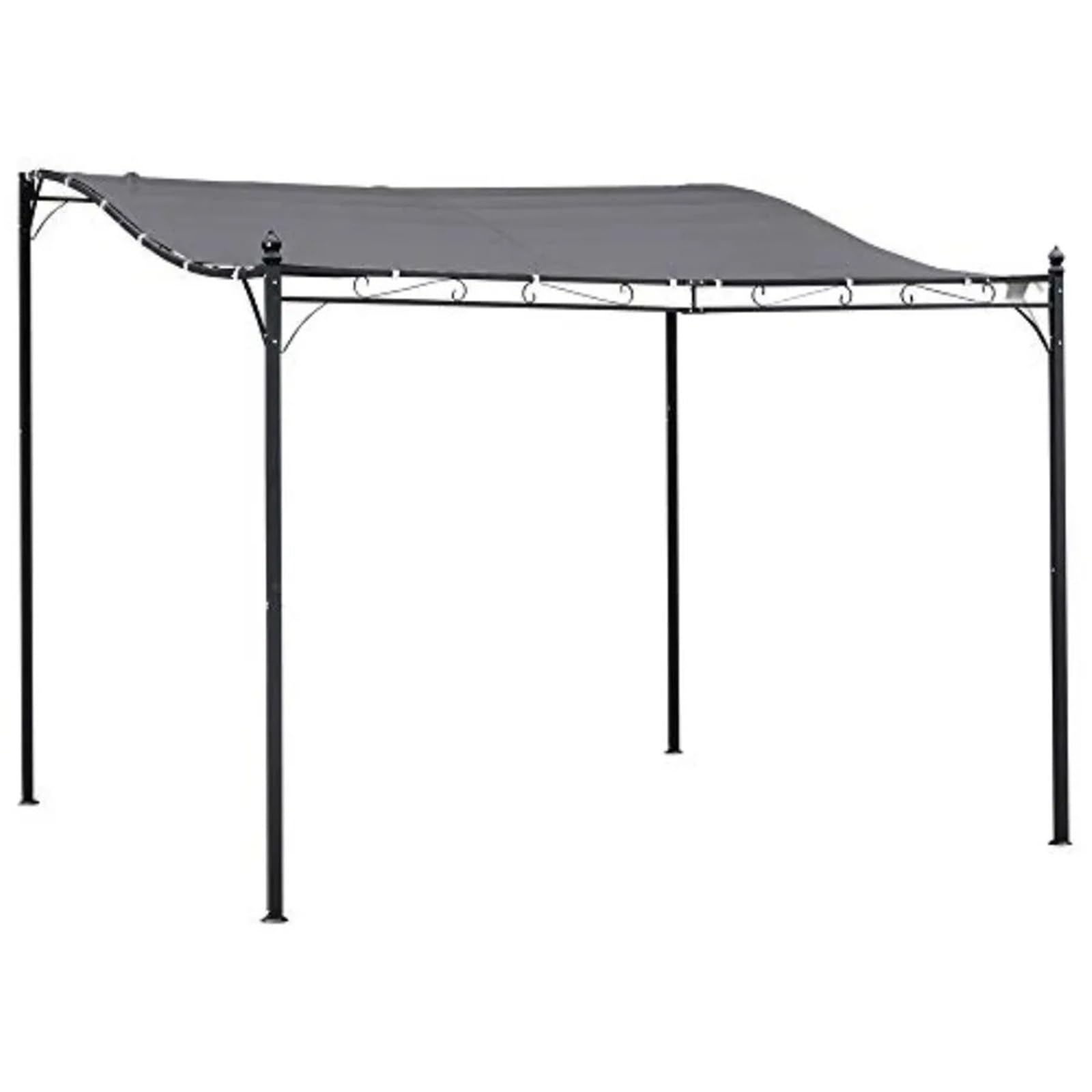 Pergola extérieure en acier gris métallisé avec auvent résistant