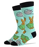 ooohyeah Men's Novelty Funny Rabbit Crew Socks, Causal Cotton Socks, Cute Colorful Dress Socks, Chia Bunny, Size 8-13
