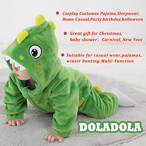 Miniatura 6 de Doladola Bebé Niños Niñas Con Capucha Monos Para Bebés Franela Traje De Animales Ropa 12-18 Meses,Dinosaurio