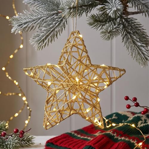 Metal Christmas Hanging Star Lights for Home Decor, Star Decorations (S) - image 4