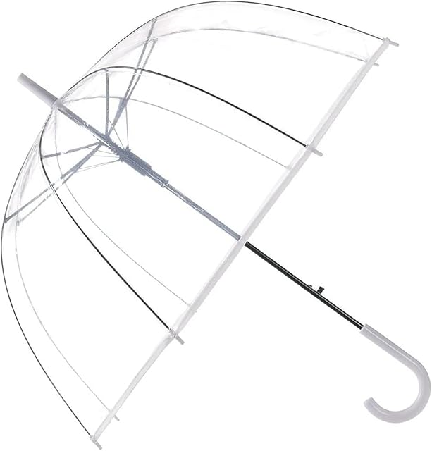 Unibos | Birdcage Dome Umbrellas | PVC Transparent | Long Handle Wedding Brolly | Unisex Party Parasol Rain Bridesmaid Bridal | See Through Umbrella | Waterproof Stick Umbrellas | Strong/Lightweight