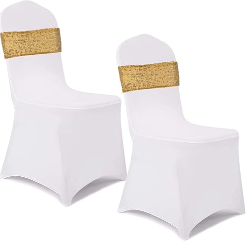 Miniatura 3 de Poise3EHome Juego de 80 bandas de lentejuelas para silla, bandas de lentejuelas doradas brillantes para decoración de fiestas, bodas, sillas
