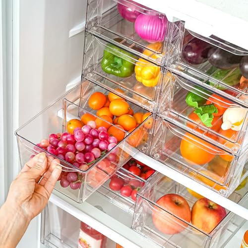 Image of Clemate 8Pack Stackable Kitchen Storage Organizer,Pantry Organizers and Storage, Foods Organizer Bins, Fits Kitchen, Pantry, Cabinet, Closet, All Purpose Portable Household Containers