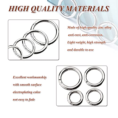 DOBST Spring O Rings, Round Lock Snap Carabiner Clip, Zinc Alloy Trigger Buckle, Hooks Clip DIY Accessories 4 Styles for Key Chains, Bag, Purse and Handbag (Silver 16pcs) (Sliver)