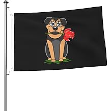 Double-Sided Cute Dog With A Rose In His Mouth Flag 2x3 Ft Outdoor Patio Yard Garden Decorative College Dorm Welcome Banner
