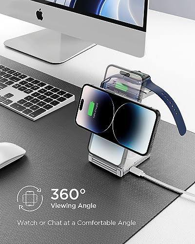 Image of 3 in 1 Foldable Zinc Alloy Wireless Charger[Compatible with Magsafe Charger],Magnetic Charging Station for iPhone 15 /14 /13 /12 Series,for AirPods,iWatch-White